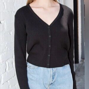 Brandy Melville Black Cardigan Long Sleeve Sweater Button Down